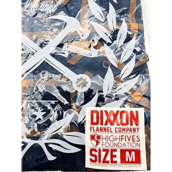 Dixxon Shirt Women Medium Button Up High Fives Flannel blue/orange - Picture 3 of 3